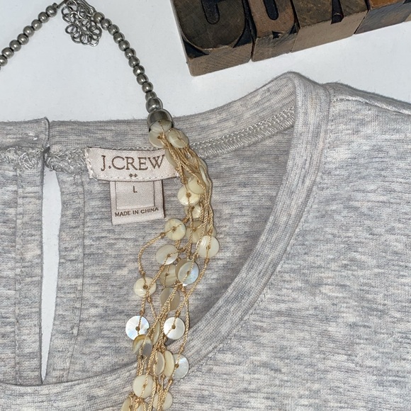 J. CREW Heather Gray With Cream Ruffle Sleeveless Top - Picture 2 of 8